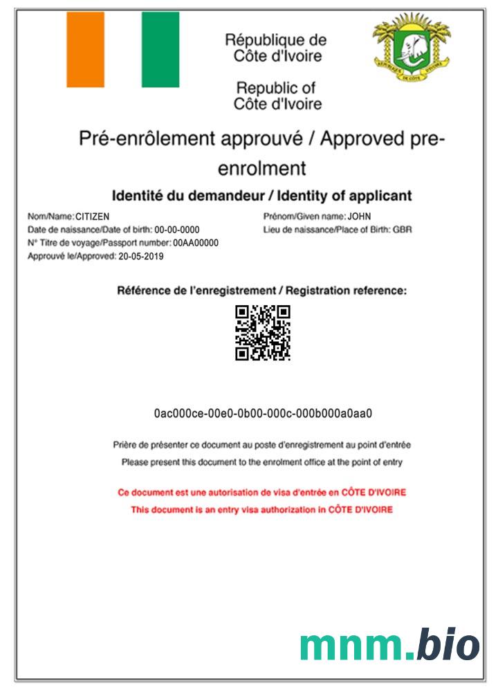Cote d' Ivoire e-visa Full editable PSD
